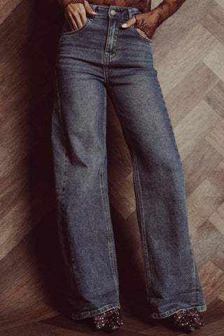 Wide leg jeans high waist blue - Claire