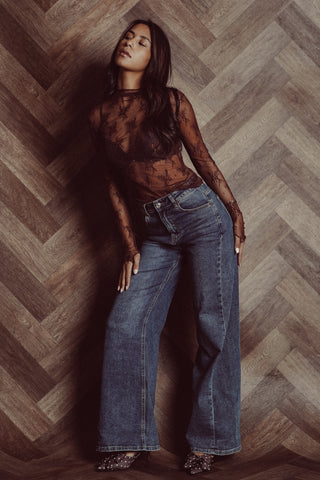 Wide Leg Jeans High Waist Blau - Claire