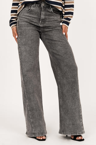 Wide leg jeans high waist grey - Claire