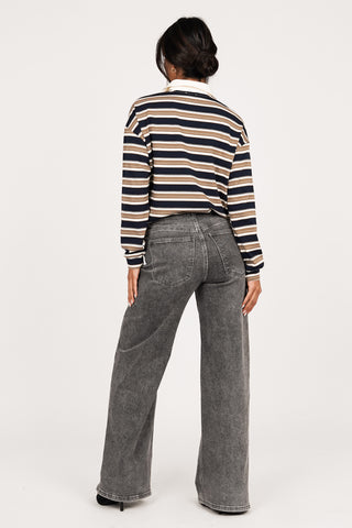 Wide Leg Jeans High Waist Grau – Claire