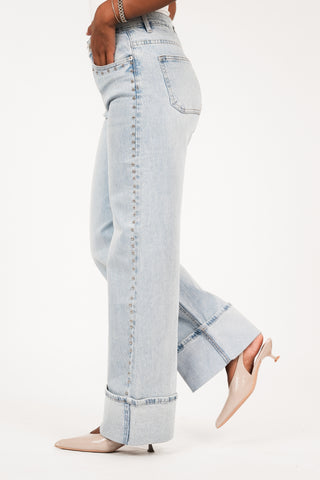 Wide leg jeans with studs light blue - Rocky