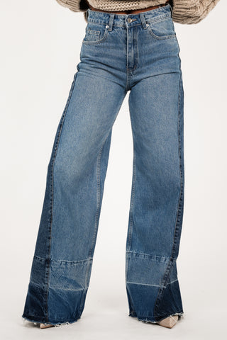 Tall wide leg jeans with blue panels - Payton