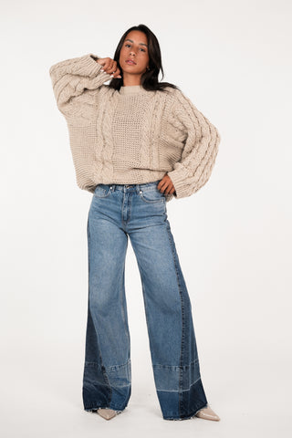 Tall wide leg jeans with blue panels - Payton