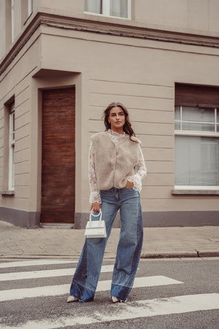 Tall wide leg jeans with blue panels - Payton