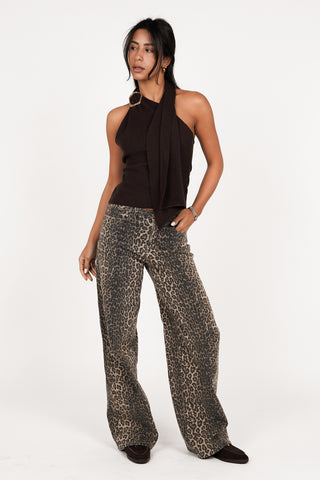 Wide leg jeans leopard print - Celeste
