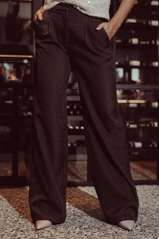 Tall wide leg trousers dark brown - Josje