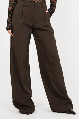 Tall wide leg trousers dark brown - Josje