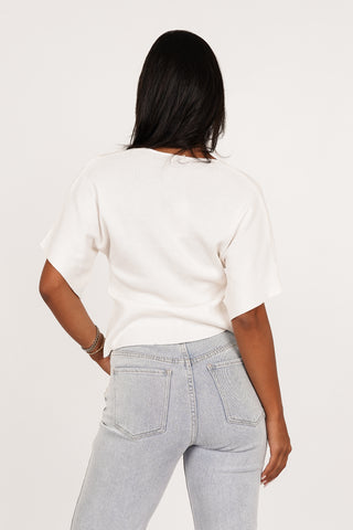 Wide top with gold buttons white - Syfra