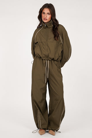 Wijde track jogger khaki groen - Liza