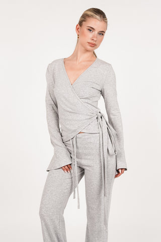 Wrap top long sleeve grey - Dany