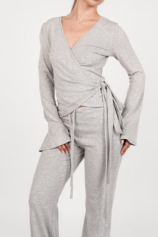 Wrap top long sleeve grey - Dany