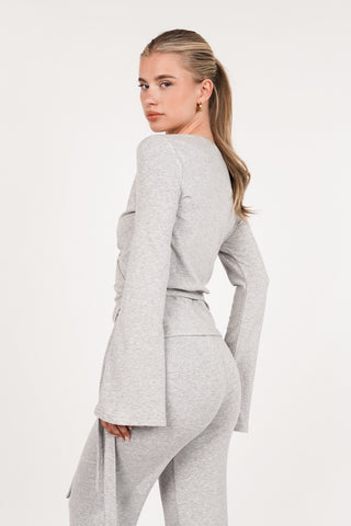 Wrap top long sleeve grey - Dany