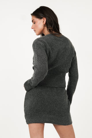 Wool cropped cardigan grey - Sanne