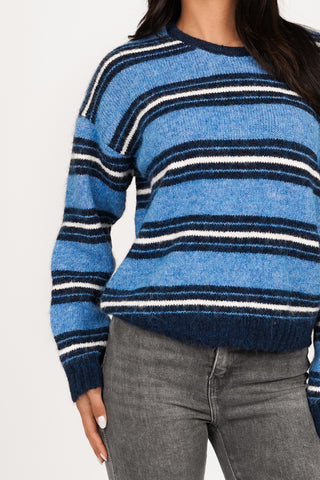 Wollpullover gestreift blau - Jotte