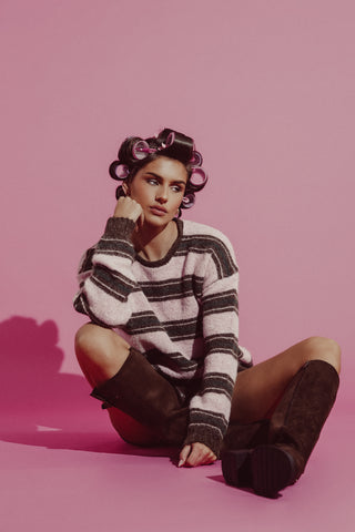 Wool sweater striped pink - Jotte