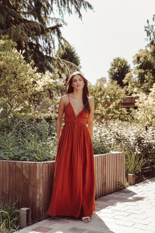 Zomer jurk maxi brique - Laureen