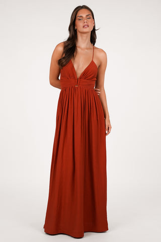 Zomer jurk maxi brique - Laureen