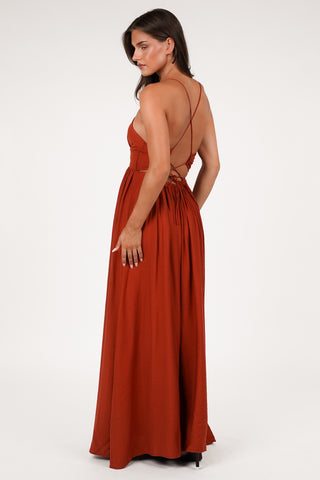 Zomer jurk maxi brique - Laureen