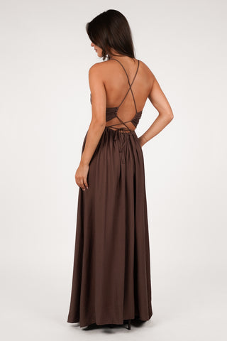 Zomer jurk maxi bruin - Laureen