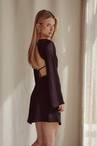 Summer dress with open back brown - Nela
