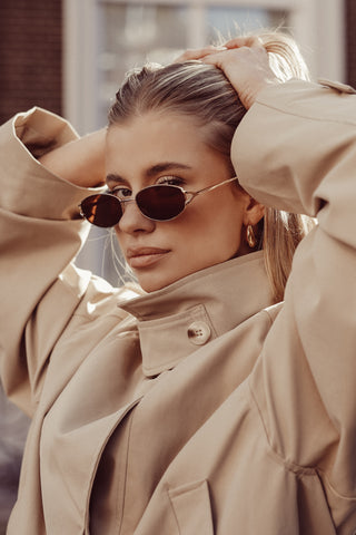 Sunglasses oval narrow brown - Kitty