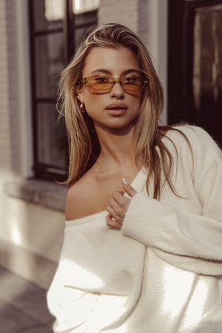 Oval narrow clear frame green sunglasses - Runa
