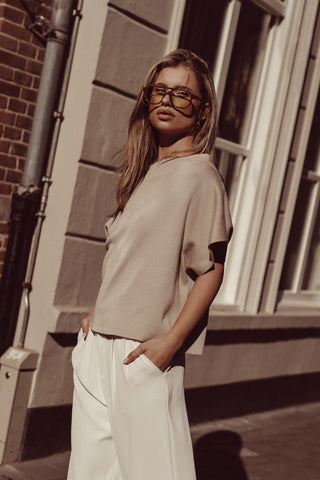 Oversized square sunglasses taupe - Liova