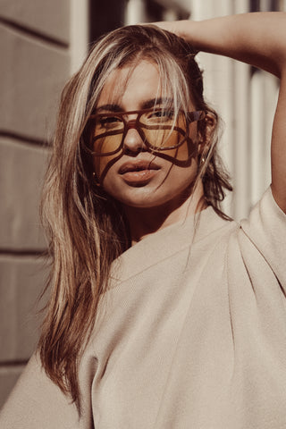 Oversized square sunglasses taupe - Liova