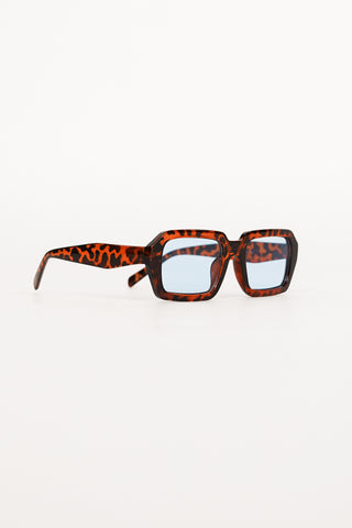 Sunglasses rectangular wide leopard blue - Sora