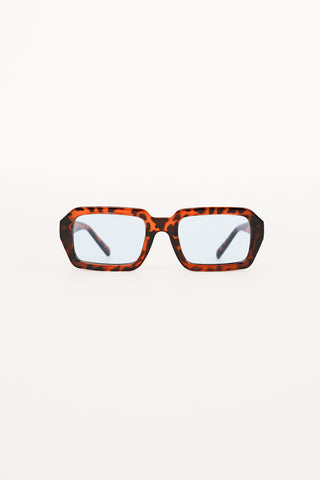Sunglasses rectangular wide leopard blue - Sora