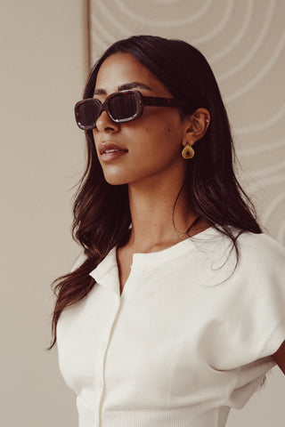Sunglasses rectangular wide tortoise - Bella