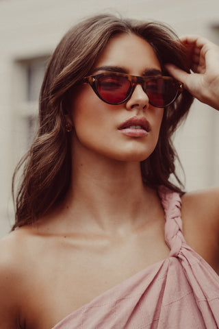 Zonnebril retro tortoise bruin/roze - Derya