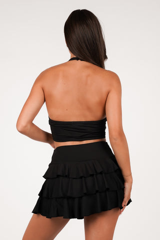 Zwarte co-ord set met ruffle skort - Latina