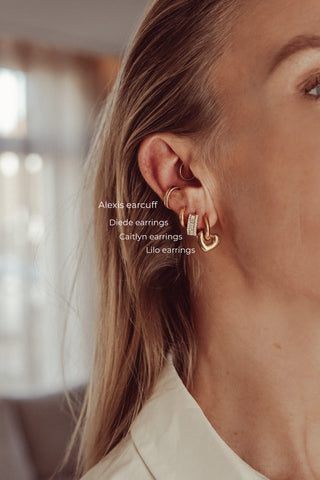 Thin gold hoop earrings with mechanism - Diede