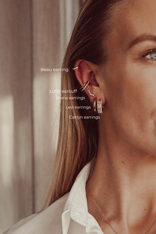Diamond ear piercing short gold - Diana