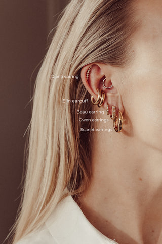 Round diamond stud earrings gold - Gwen