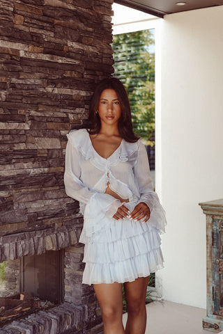 Ruffle top mesh blue - Tirza