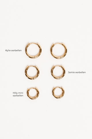 Thin hoop earrings with rhinestones gold - Kylie