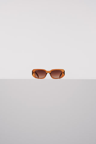 Rechteckige Sonnenbrille, klar, braun