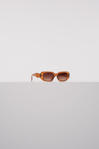 Rechteckige Sonnenbrille, klar, braun